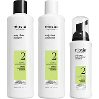 Nioxin Scalp + Hair Thickening System 2 - for Natural Hair with Progressed Thinning - Includes Shampoo 150ml, Conditioner 150ml and Scalp Treatment 50ml