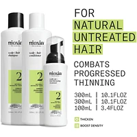 Nioxin Scalp + Hair Thickening System 2 - for Natural Hair with Progressed Thinning - Includes Shampoo 150ml, Conditioner 150ml and Scalp Treatment 50ml