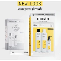 Nioxin Scalp + Hair Thickening System 1 Kit - for Natural Hair with Light Thinning - Includes Shampoo 300ml, Conditioner 300ml and Scalp Treatment 100ml