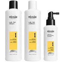Nioxin Scalp + Hair Thickening System 1 - for Natural Hair with Light Thinning - Includes Shampoo 150ml, Conditioner 150ml and Scalp Treatment 50ml