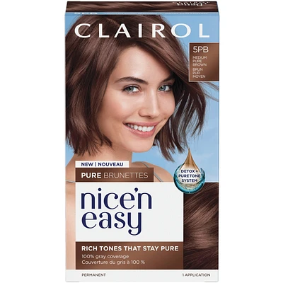 Nice'N Easy Pure Brunettes, Permanent Hair Dye, Rich Tones That Stay Until Re-Coloring