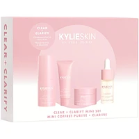 Clean + Clarify mini set, clears & hydrates skin: Foaming Face Wash, Detox Face Mask, Face Moisturizer, and Clarifying Facial Oil