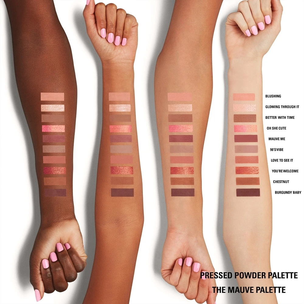 Pressed Powder Palette The Mauve Palette, highly pigmented, soft & easy blend, clean vegan, talc-free