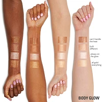 Body Glow Highlighter, illuminating, non-sticky, transfer-proof, buildable coverage, satin finish