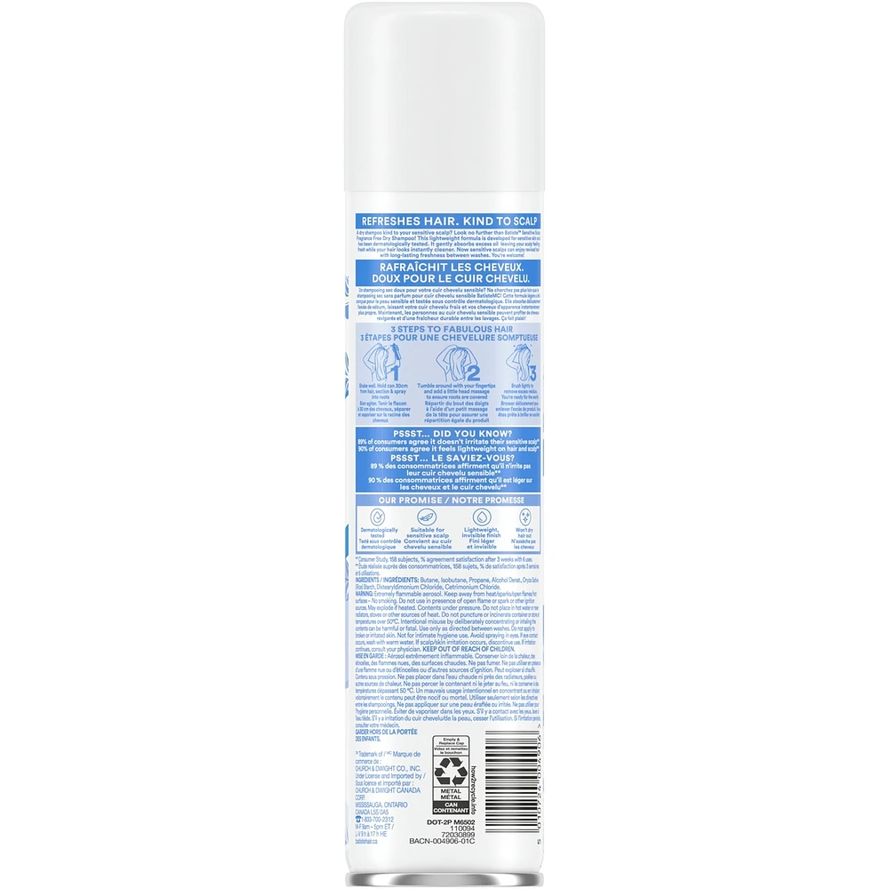 Batiste Dry Shampoo Sensitive Scalp Fragrance Free