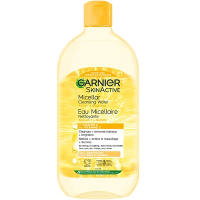 Micellar Cleansing Water with Vitamin C, All-in-One hypoallergenic Cleanser and Remover for All Skin Types, SkinActive