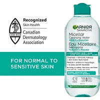 Micellar Cleansing Water, All-In One hydrating and Replumping Remover + Face Cleanser with Hyaluronic Acid & Aloe, hypoallergenic, normal to Sensitive Skin