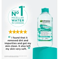 Micellar Cleansing Water, All-In One hydrating and Replumping Remover + Face Cleanser with Hyaluronic Acid & Aloe, hypoallergenic, normal to Sensitive Skin