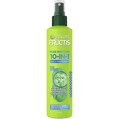 Fructis Pure Moisture 10-IN-1 Leave-In Spray, for Dry Hair and Scalp, with Hyaluronic Acid and Cucumber Water