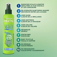 Fructis Pure Moisture 10-IN-1 Leave-In Spray, for Dry Hair and Scalp, with Hyaluronic Acid and Cucumber Water