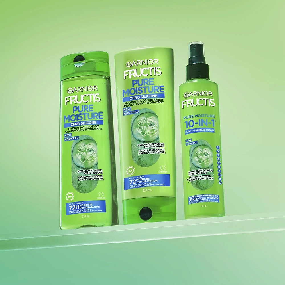 Fructis Pure Moisture 10-IN-1 Leave-In Spray, for Dry Hair and Scalp, with Hyaluronic Acid and Cucumber Water