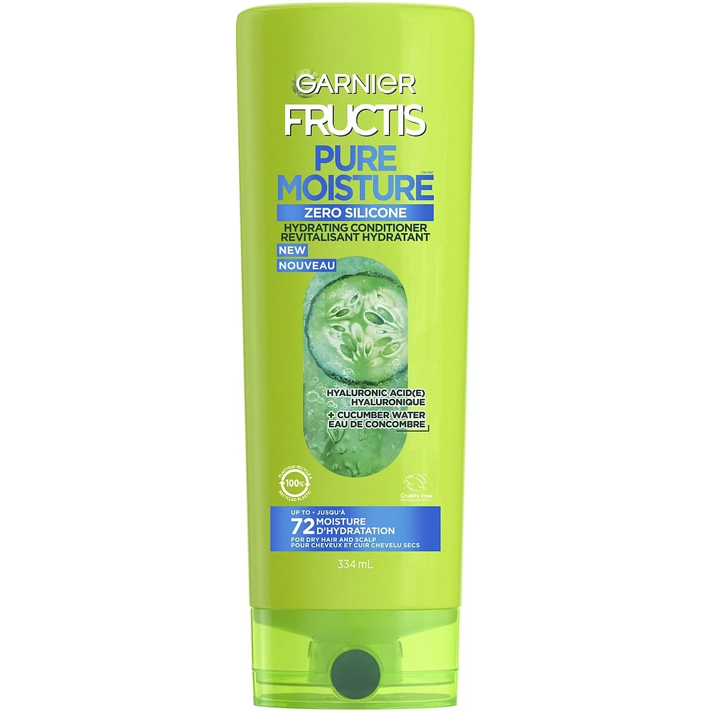 Fructis Pure Moisture Hydrating Conditioner, for 72 hours of moisture for Dry Hair and Scalp, with Hyaluronic Acid and Cucumber Water