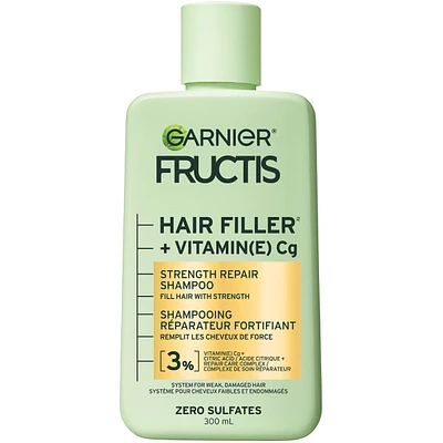 Fructis Hair Filler + Vitamin C Strength Repair Sulfate-Free Shampoo, for Weak Damaged Hair, up to 4X Less Breakage & 79% More Strength