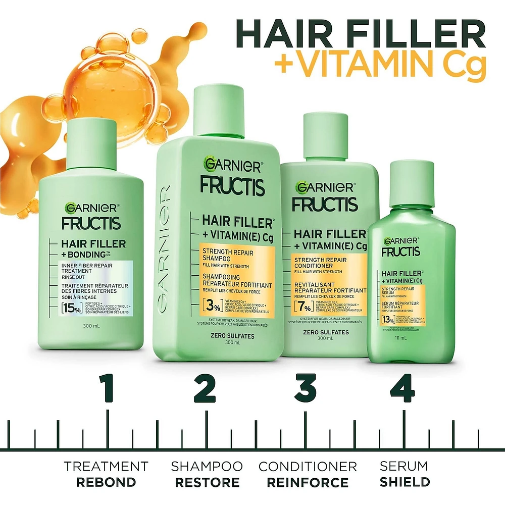 Fructis Hair Filler + Bonding Fiber Repair Pre-Shampoo Treatment, For Damaged Hair, Repairs & Strengthens Broken Bonds, Fills Hair with Strength 7 Layers Deep