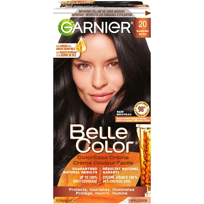 Belle Color Permanent Hair Dye, 100% Grey Coverage, Enriched with Argan Oil and Wheat Germ Oils