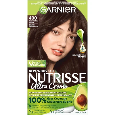Nutrisse Ultra Crème, Permanent Hair Dye, 100% Grey Coverage