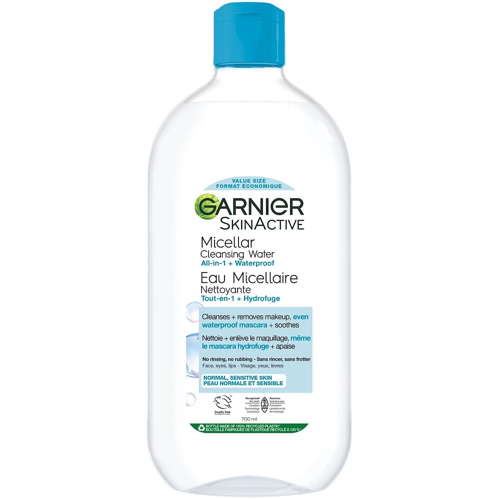 Micellar Cleansing Water, All-in-One Cleanser and Waterproof Makeup Remover for All Skin Types