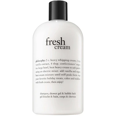 fresh cream shampoo, shower gel & bubble bath for women, cleanses, conditions, softens skin & hair