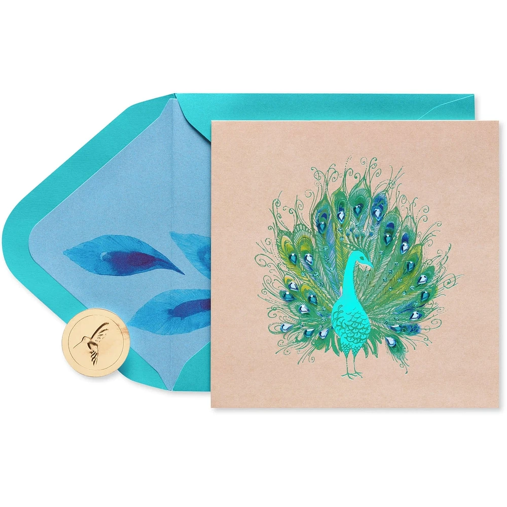 Papyrus Blank Card (Elegant Peacock)