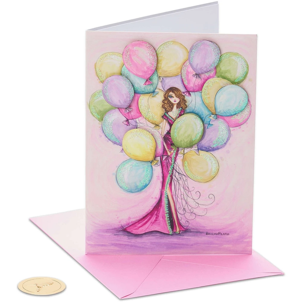 Papyrus Birthday Card for Her (Girl with Balloons)