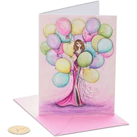 Papyrus Birthday Card for Her (Girl with Balloons)
