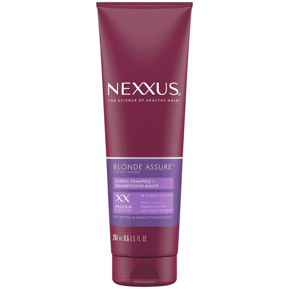 Nexxus Purple Shampoo, hair care for colour treated Blonde or Silver hair Blonde Assure, Colour Toning - NO brassy yellow tones 251ML