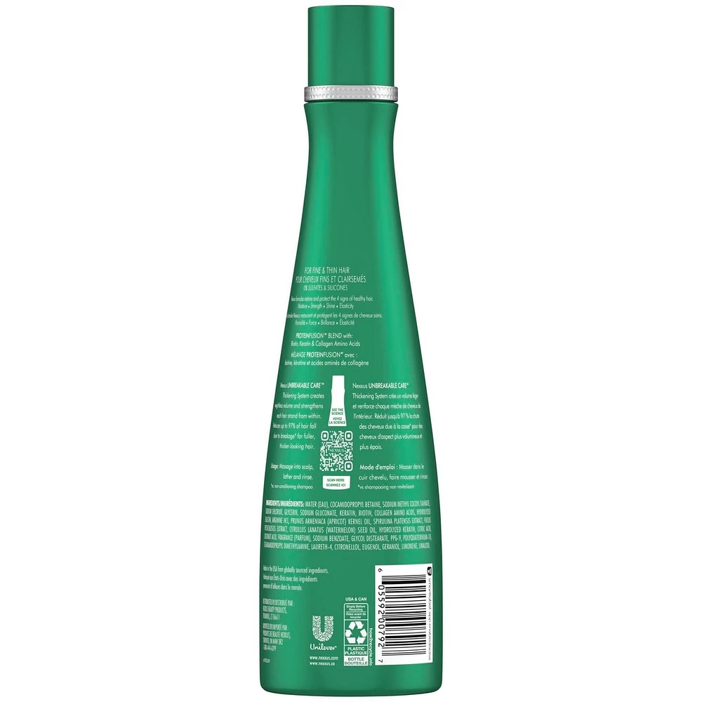 Nexxus Unbreakable Care™ Anti-Breakage Shampoo for Fine and Thin hair with Keratin, Collagen, Biotin