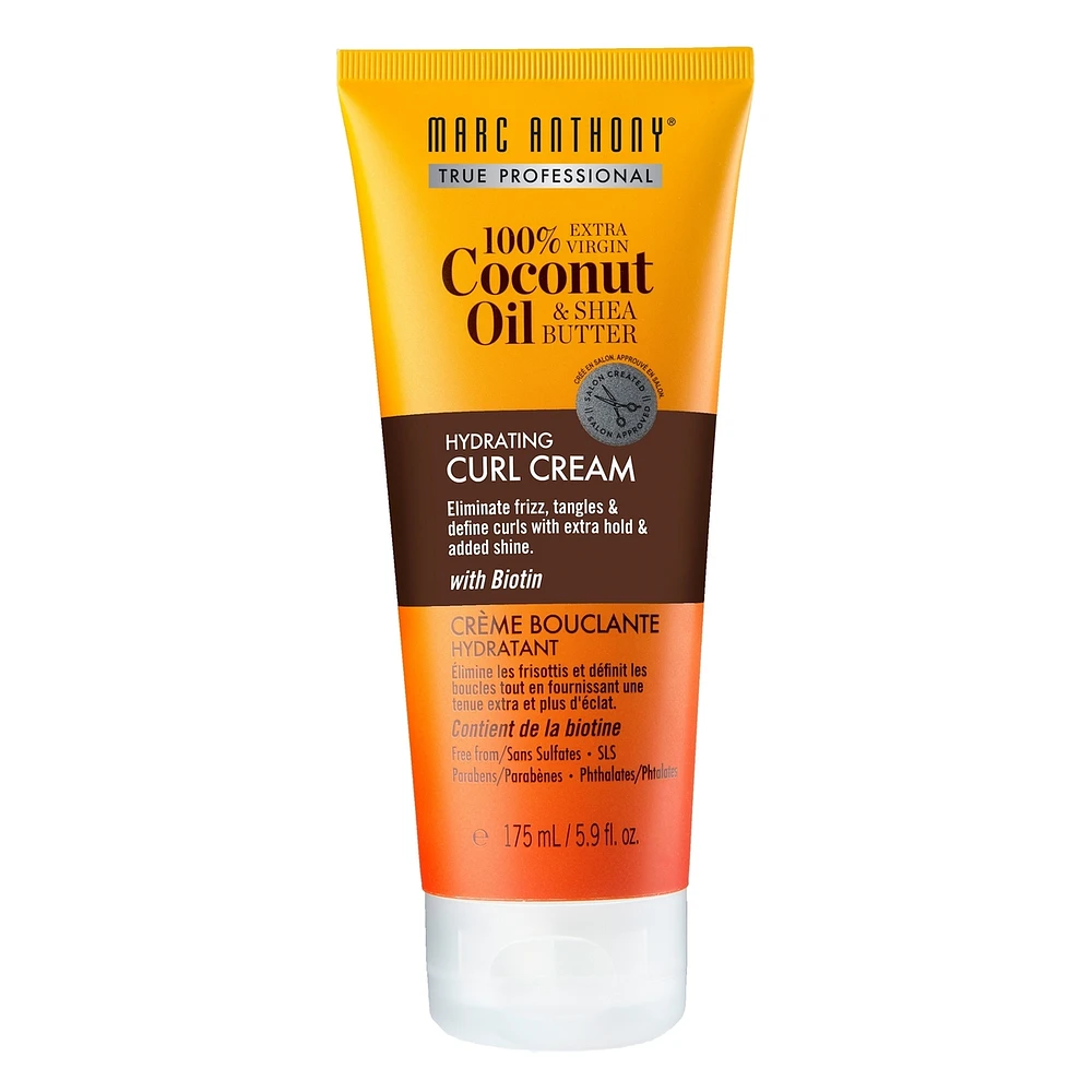 100% Extra Virgin Coconut Oil & Shea Butter Hydrating Curl Cream with Biotin