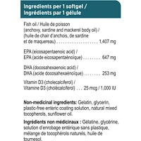 Omega3+ Triple Strength + D3, Omega 3 Fish Oil, 647mg EPA & 253mg DHA Per Daily Dose, 1000 IU Vitamin D3