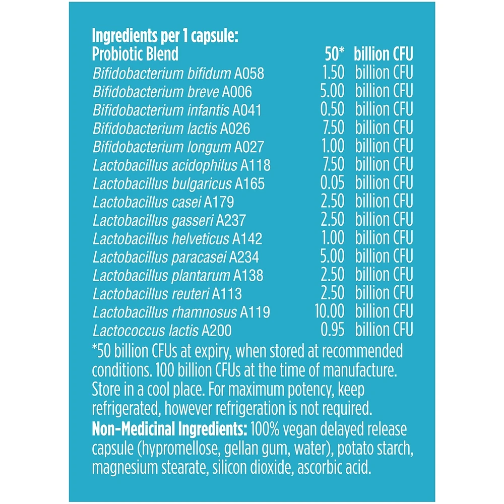 Advanced Gut Health Probiotics, 50 Billion CFU, 15 Diverse Strains