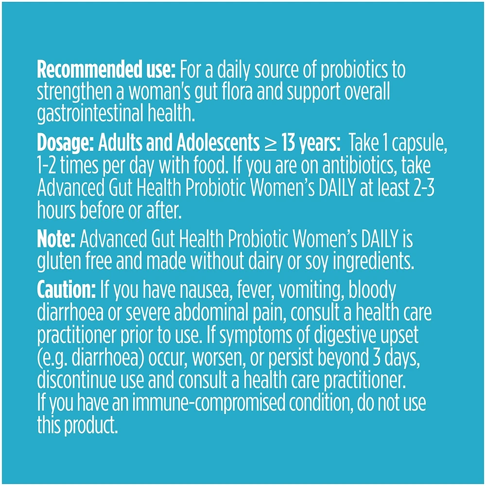 Advanced Gut Health Daily Probiotics for Women, 50 Billion CFU, 15 Diverse Strains