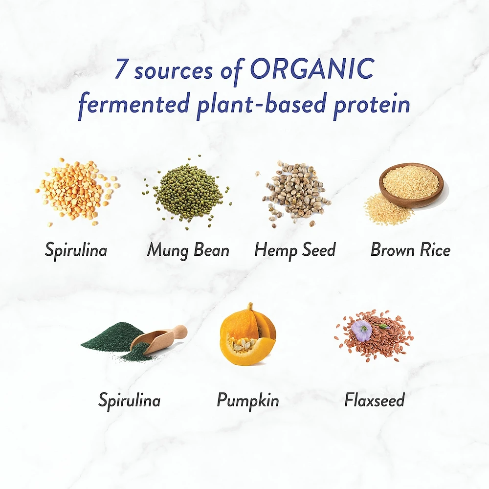 Fermented Organic Vegan Proteins+, Natural Chocolate Protein Powder, 20g Protein