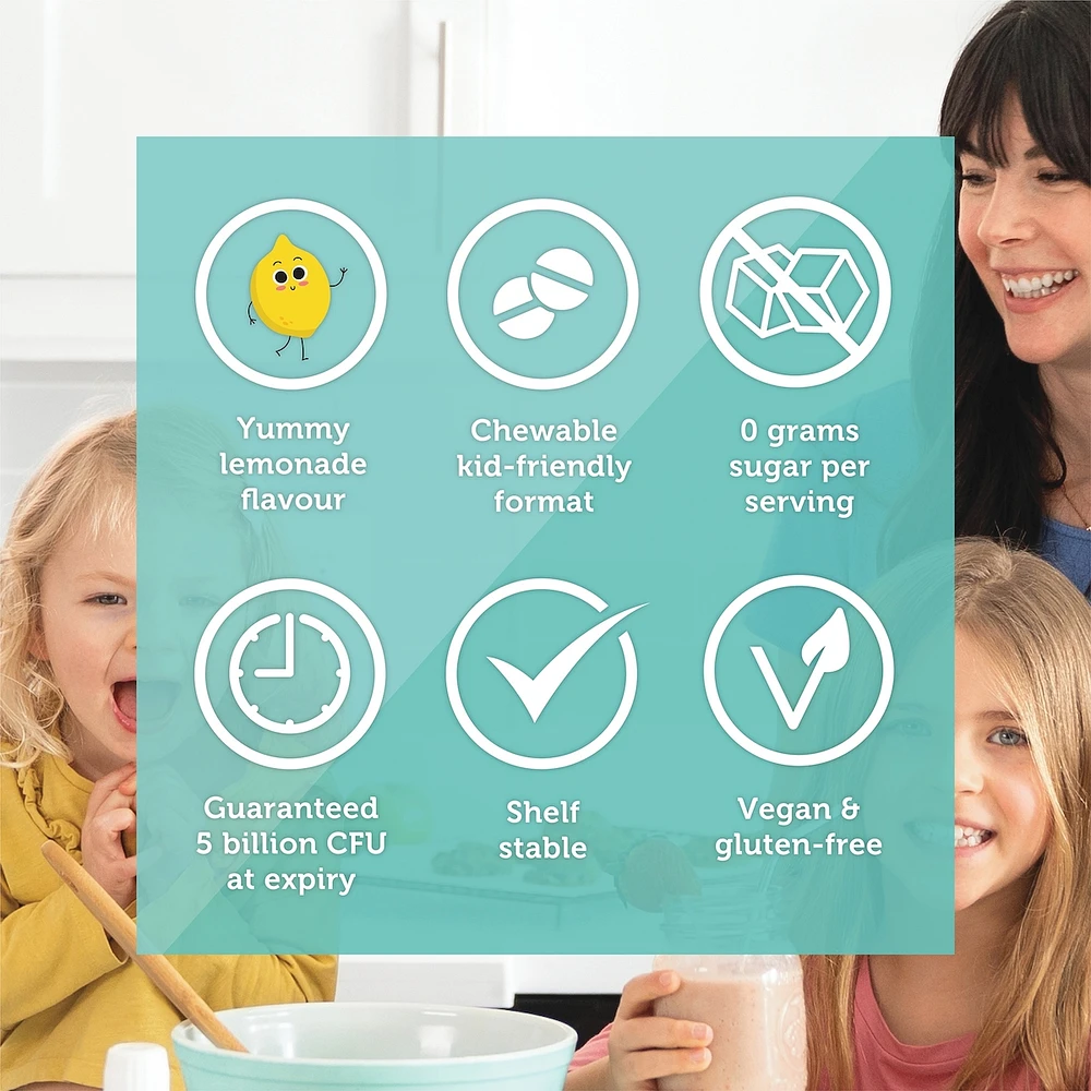 Advanced Gut Health Chewable Probiotic for Kids, Lemonade Flavor, 5 Billion CFU