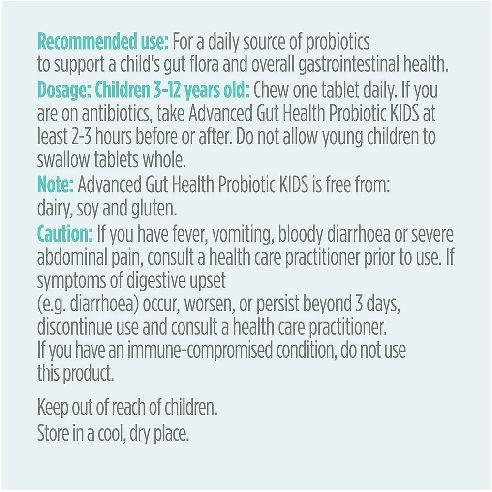 Advanced Gut Health Chewable Probiotic for Kids, Lemonade Flavor, 5 Billion CFU