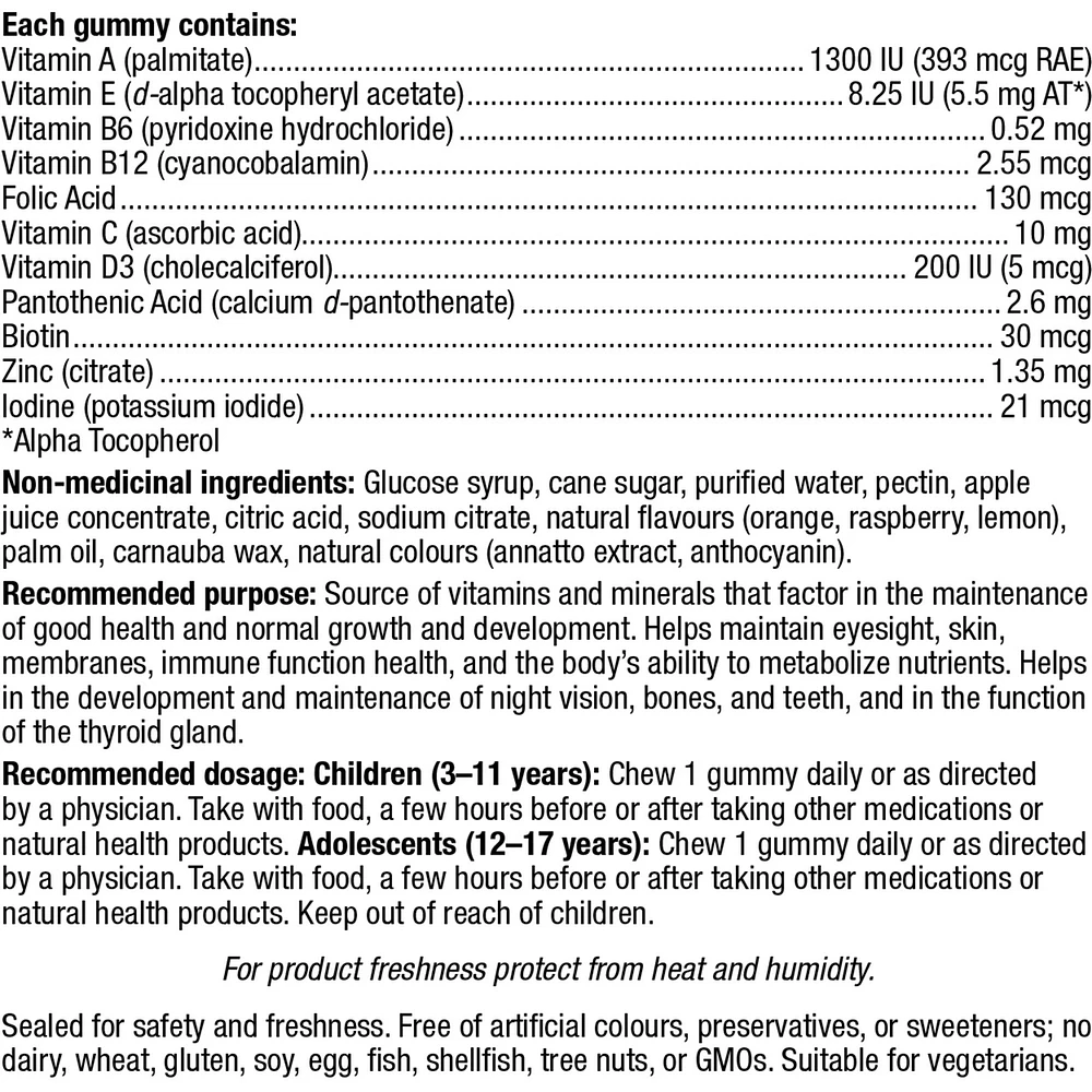 Multivitamin & Mineral Orange • Raspberry • Lemon