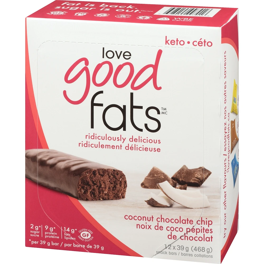 Coconut Chocolate Chip Keto-Friendly Snack Bars,