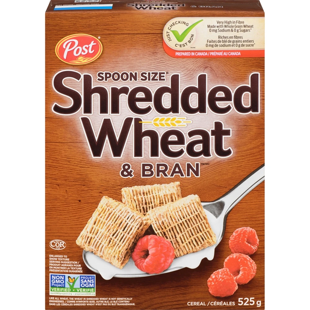 Céréales Shredded Wheat Spoon Size et Bran de Post