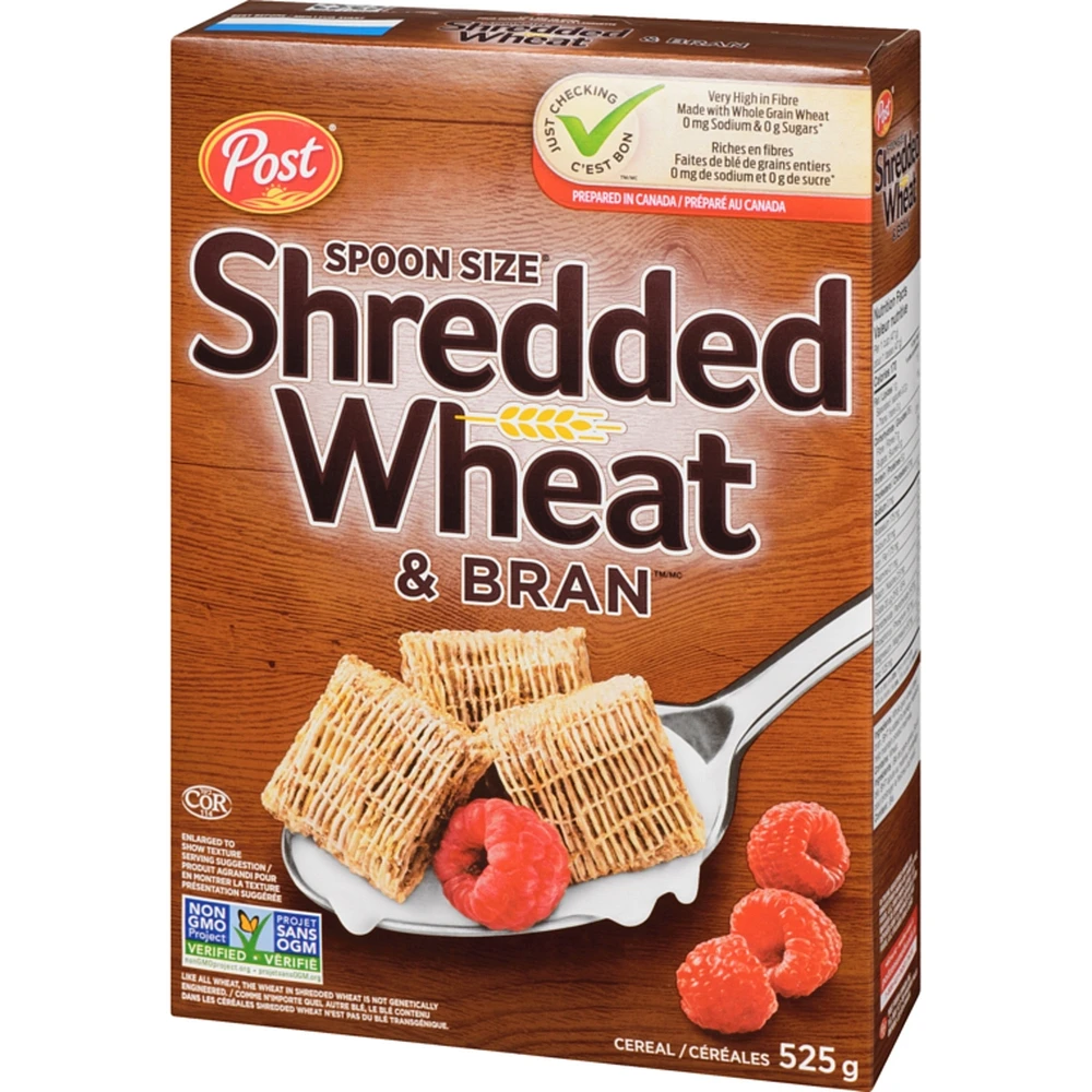 Céréales Shredded Wheat Spoon Size et Bran de Post