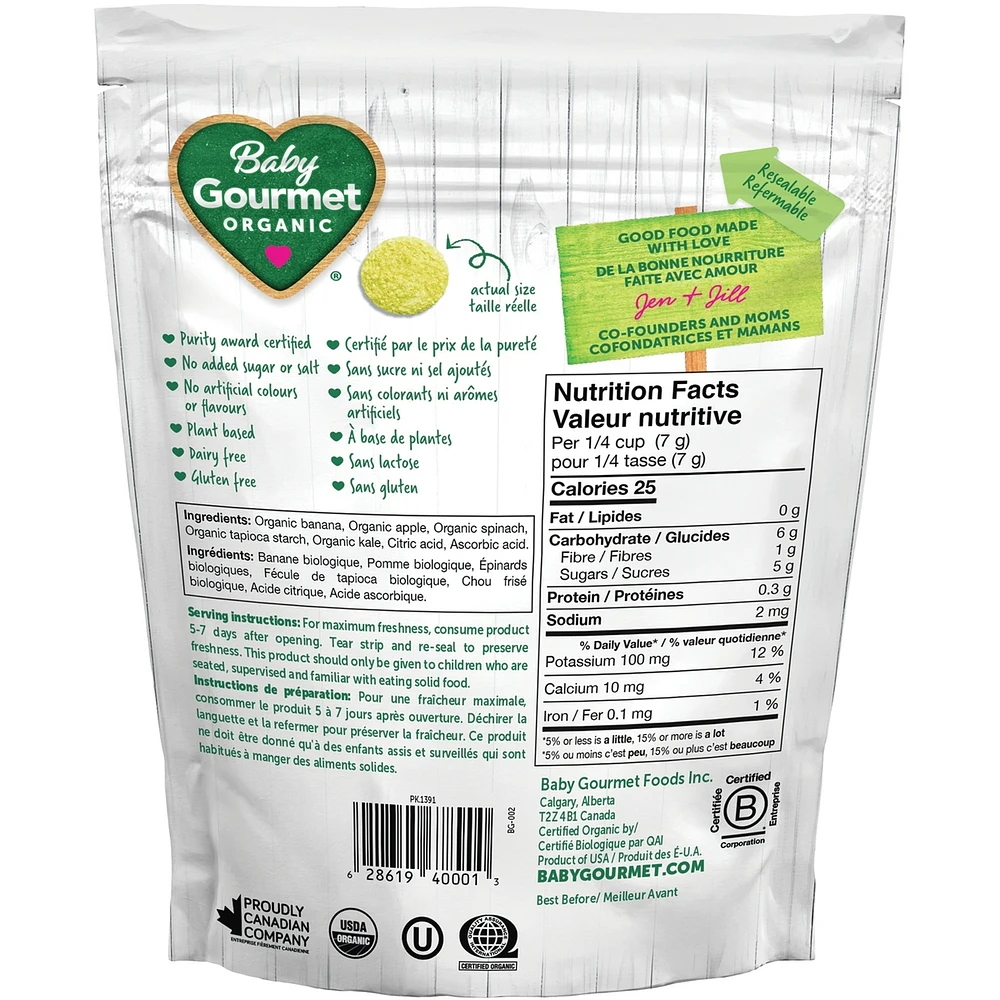 Baby Gourmet Meltable Mushies Fruity Greens organic baby snack