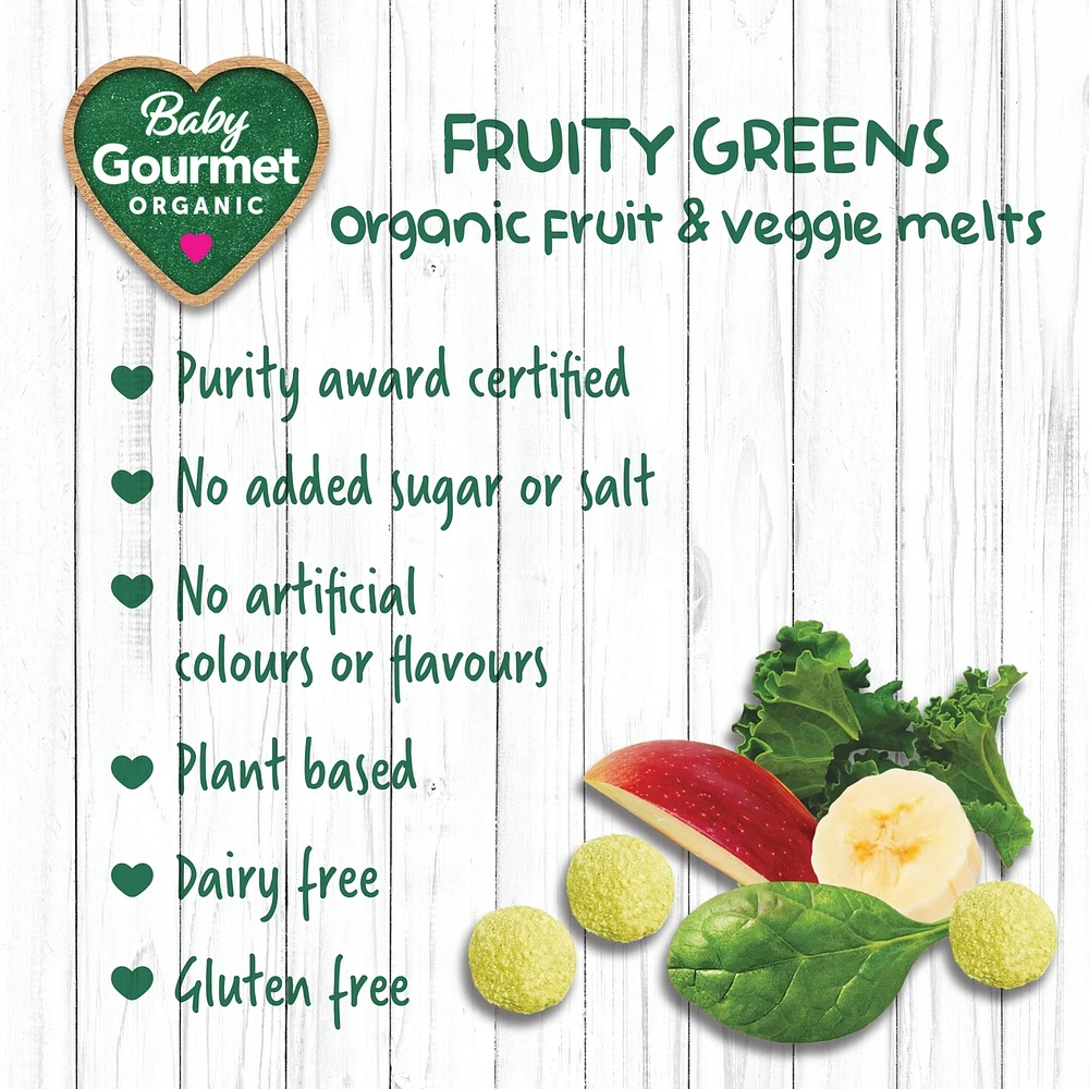 Baby Gourmet Meltable Mushies Fruity Greens organic baby snack