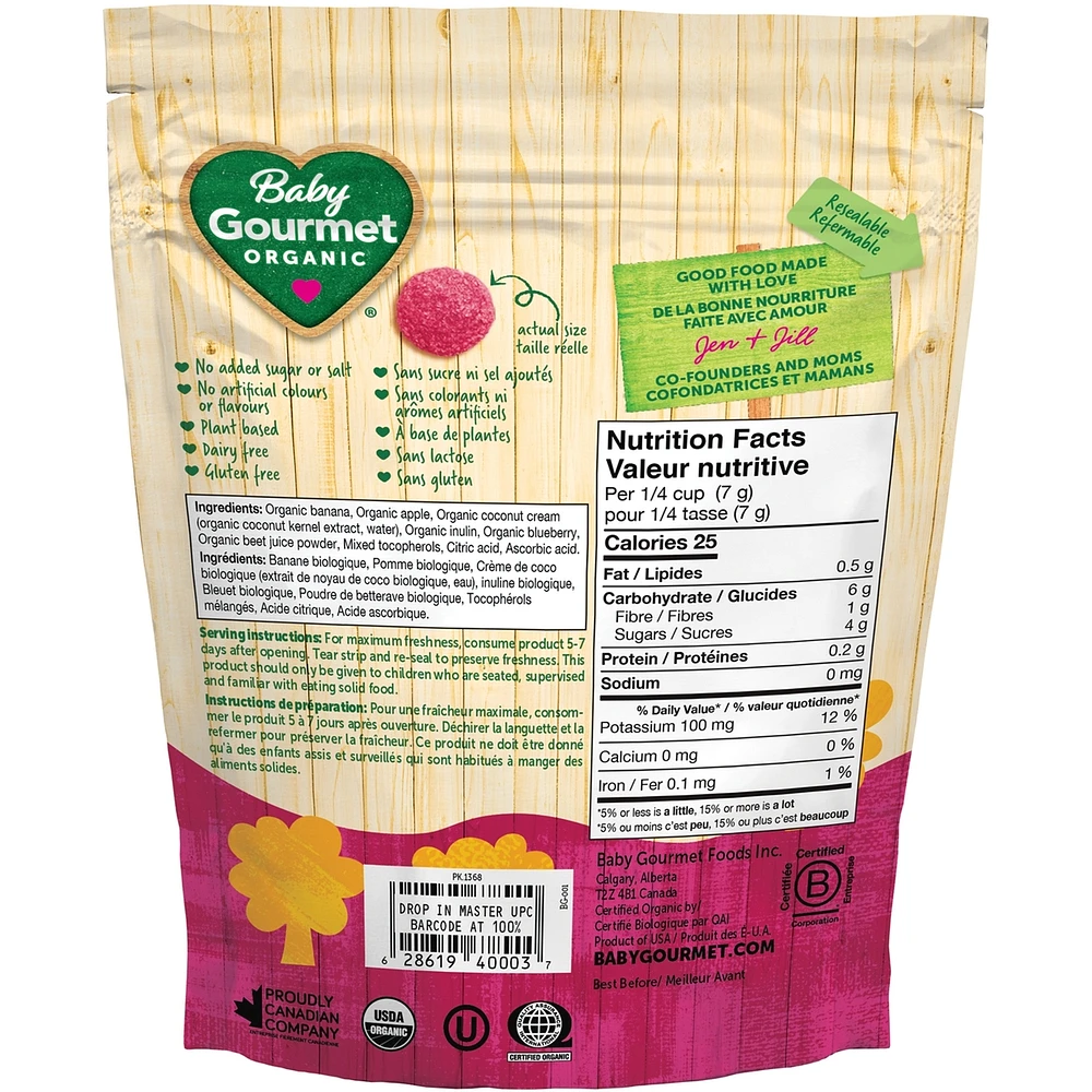 Baby Gourmet Meltable Mushies Beetberry with Coconut Cream organic baby snack