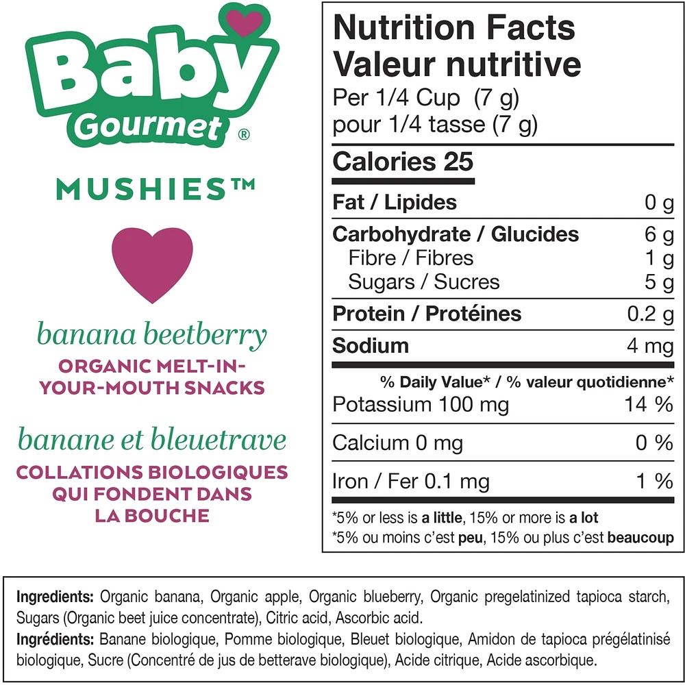 Baby Gourmet Meltable Mushies Beetberry with Coconut Cream organic baby snack