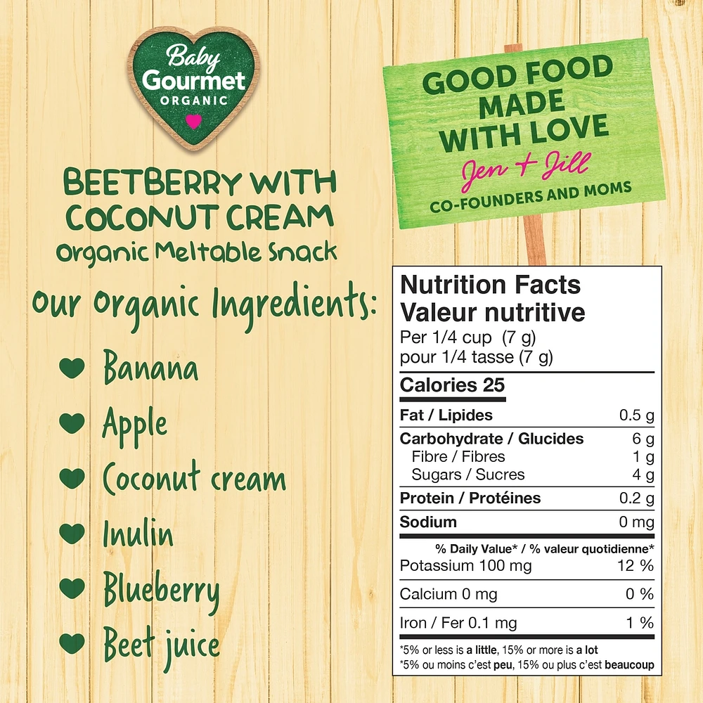 Baby Gourmet Meltable Mushies Beetberry with Coconut Cream organic baby snack