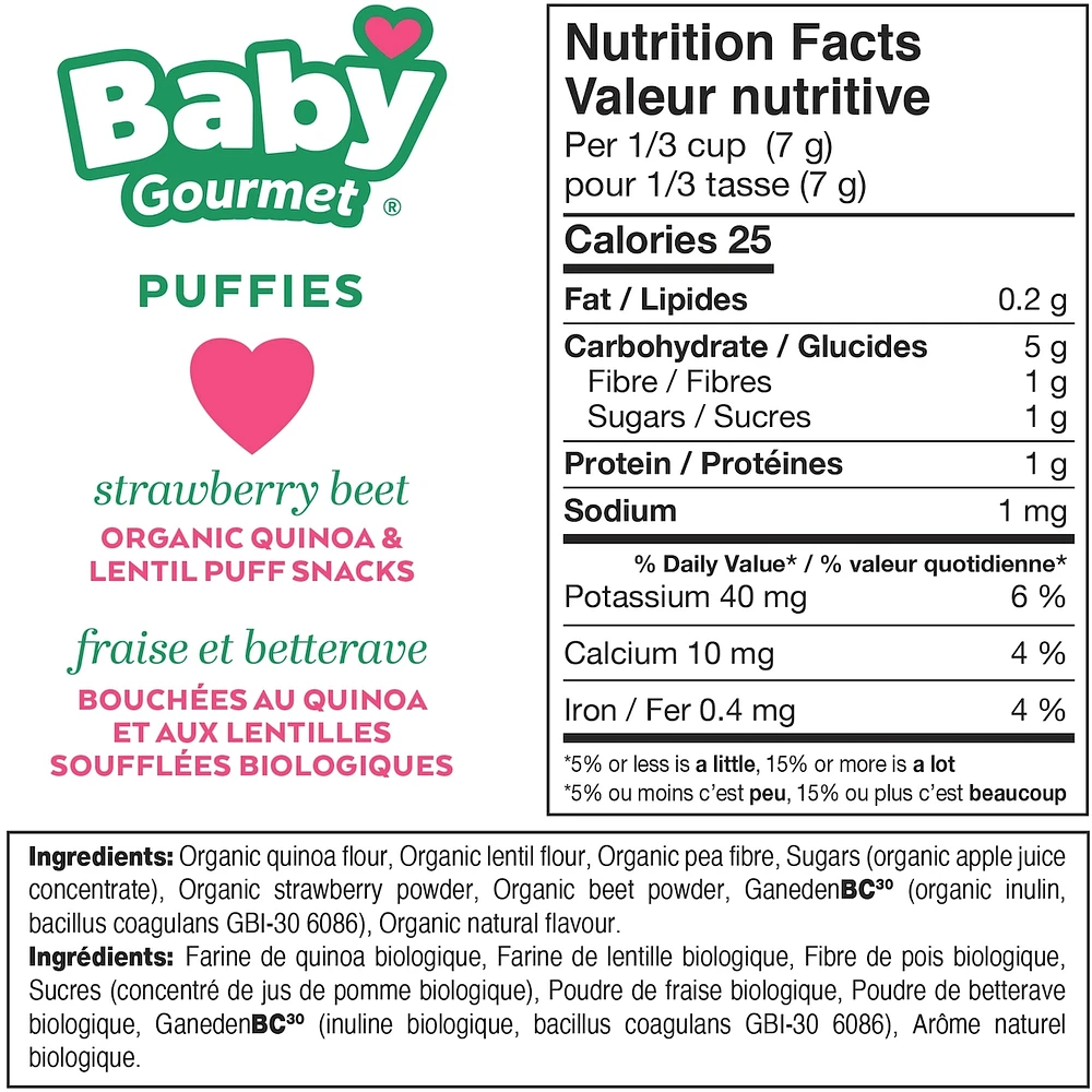 Baby Gourmet Puffies Strawberry Beet organic baby snack