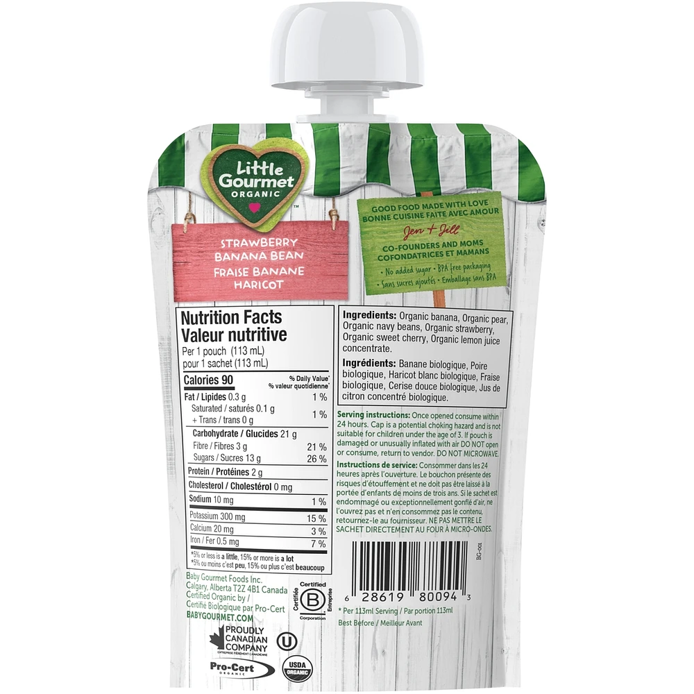 Little Gourmet Organic Toddler Snack Bright Blends Pear Cherry Spinach Chia