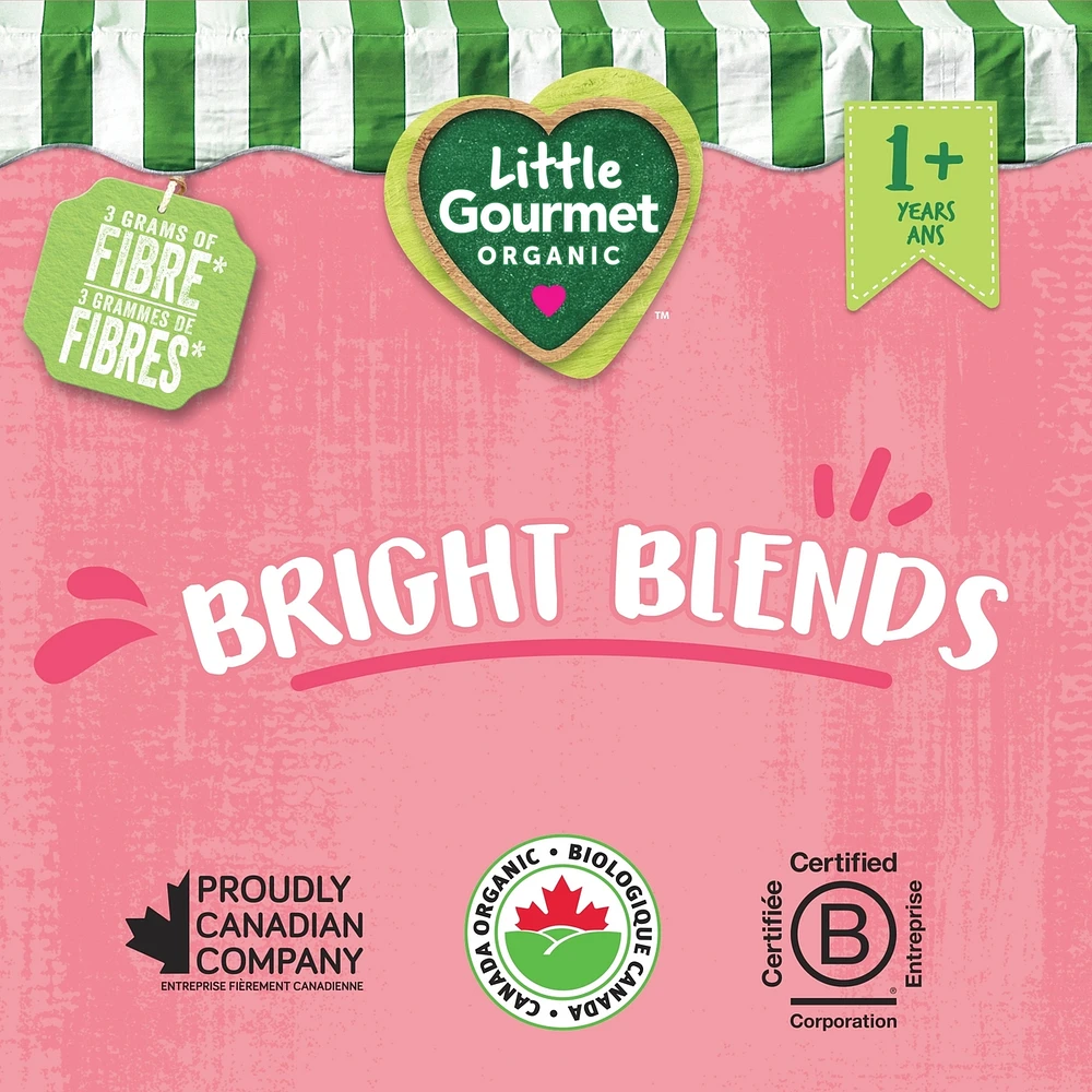 Little Gourmet Organic Toddler Snack Bright Blends Pear Cherry Spinach Chia
