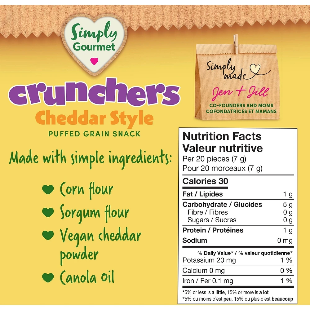 Simply Gourmet Crunchers Cheddar Style baby snack