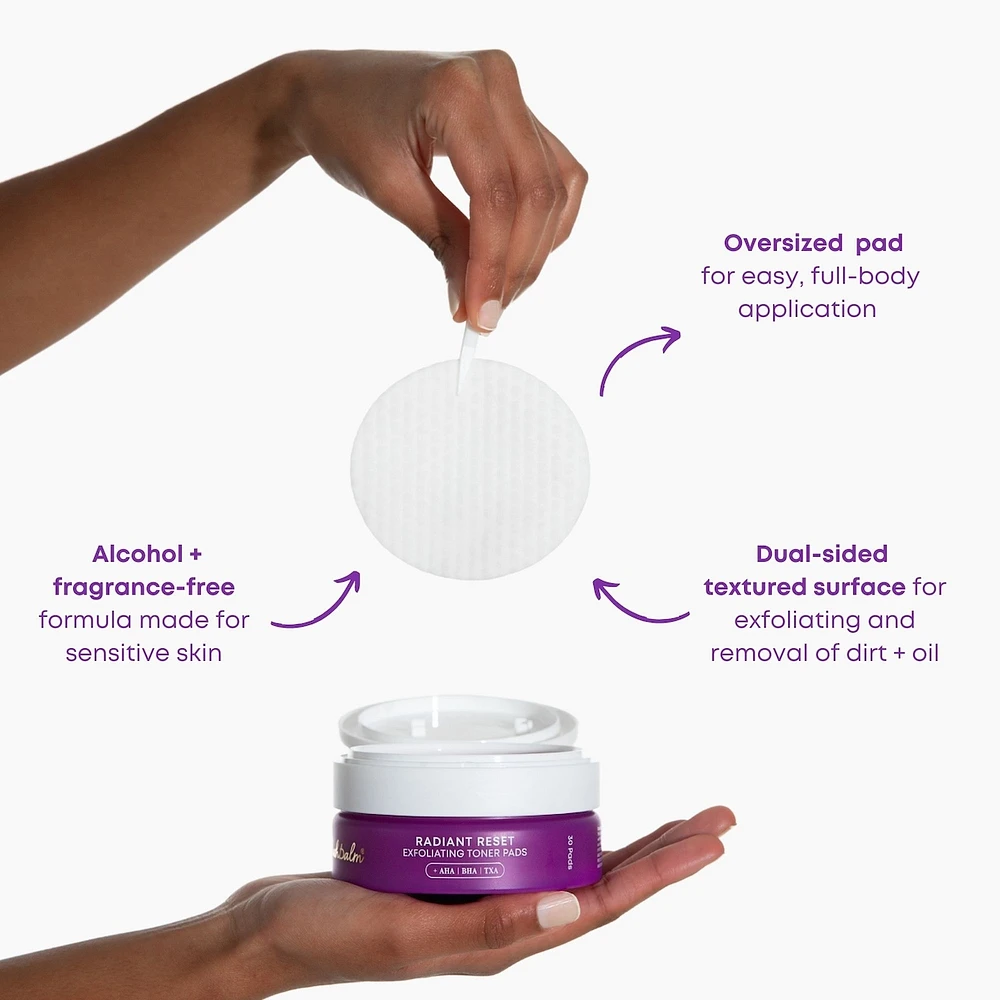Radiant Reset Exfoliating Toner Pads for Dark Spots and Ingrown Hairs