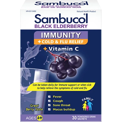 Sambucol Powdered Drink Immunity Cold & Flu Relief + Vitamin C