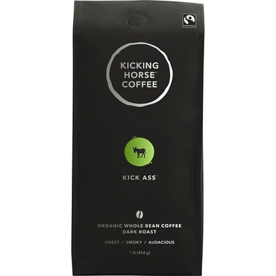 Organic Fairtrade Dark Roast Whole Bean Coffee, Kick Ass